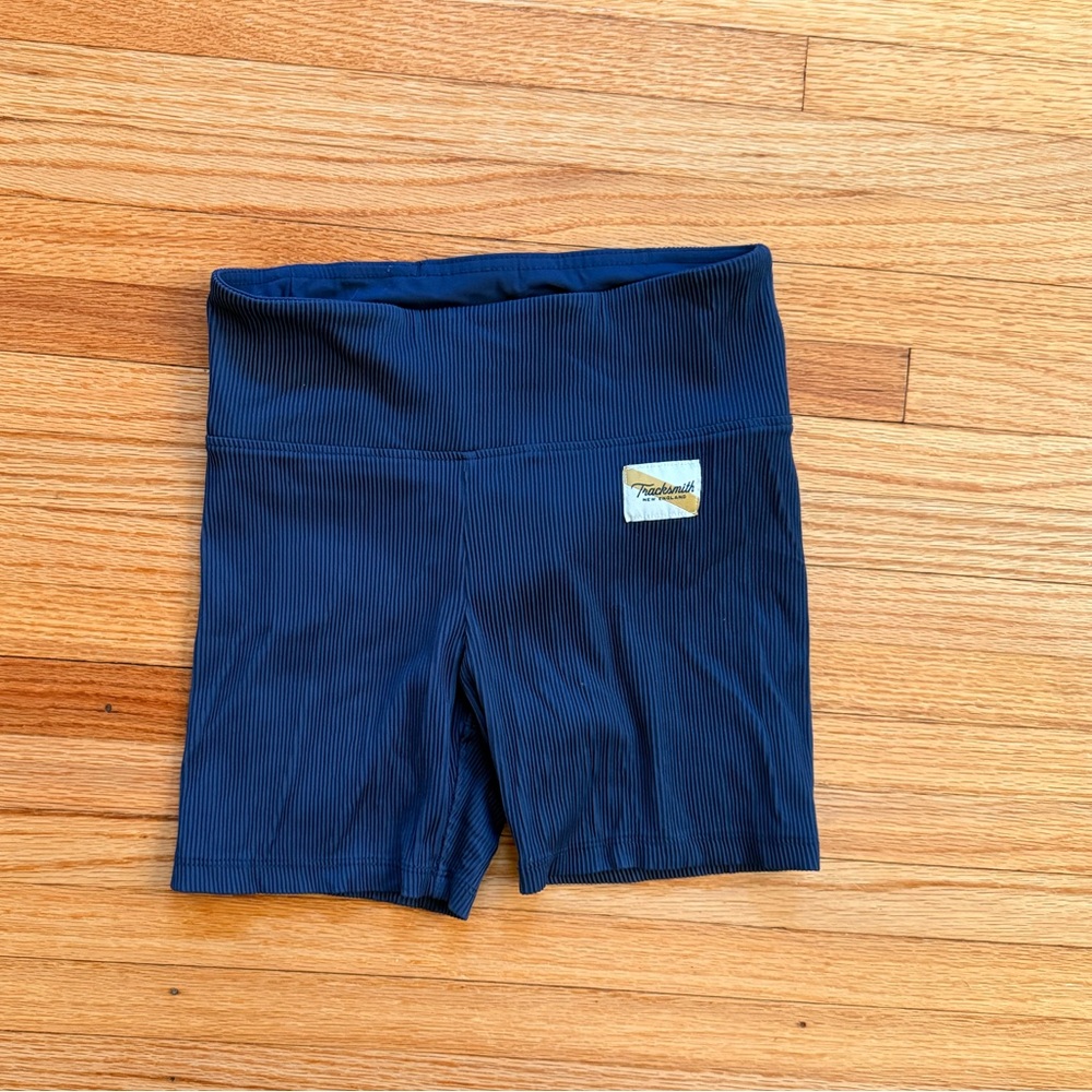 Tracksmith Navy Ribbed Athletic Bike Shorts